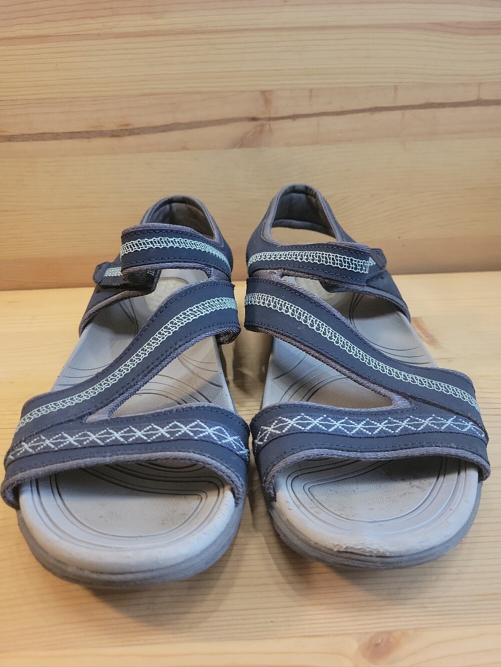 Dr. Scholls Womens Dynomite Strappy Sandals Blue Leather Gel Cushion 8M